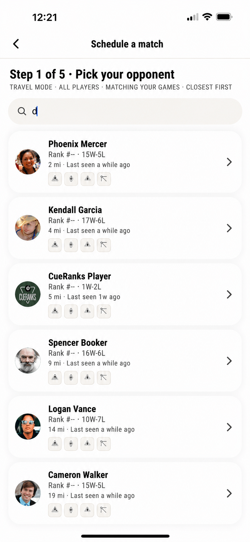 CueRanks schedule wizard game and race-to selection