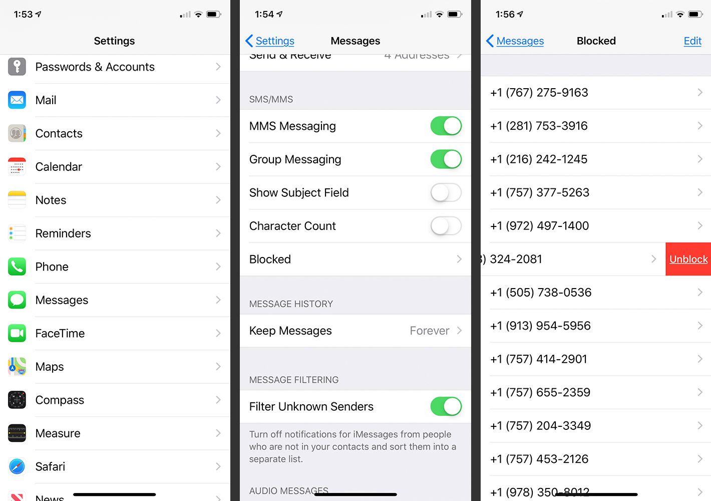 How to unblock messages on iPhone.